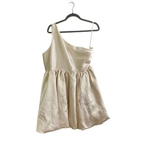 Aureta One Shoulder Bubble Hem Mini Dress  Metallic Sz XL Statement
